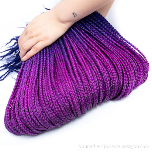 Ombre Box Braid Crotchet Synthetic Braiding Hair Extension 22Roots Rainbow For Woman Hair